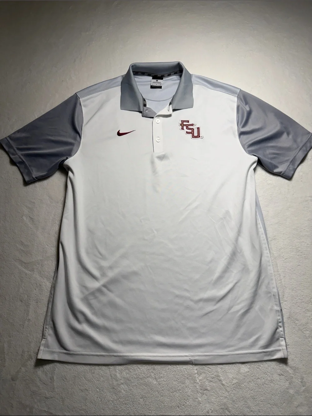 Nike White & Gray FSU Men's Polo Shirt